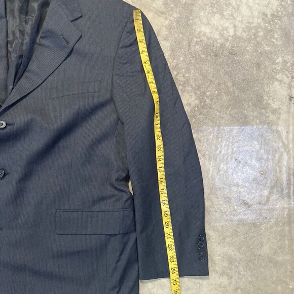 Daniel Cremieux Dillards Blazer Mens 44R Wool Blue Strip‎ Single Breasted - Picture 4 of 11